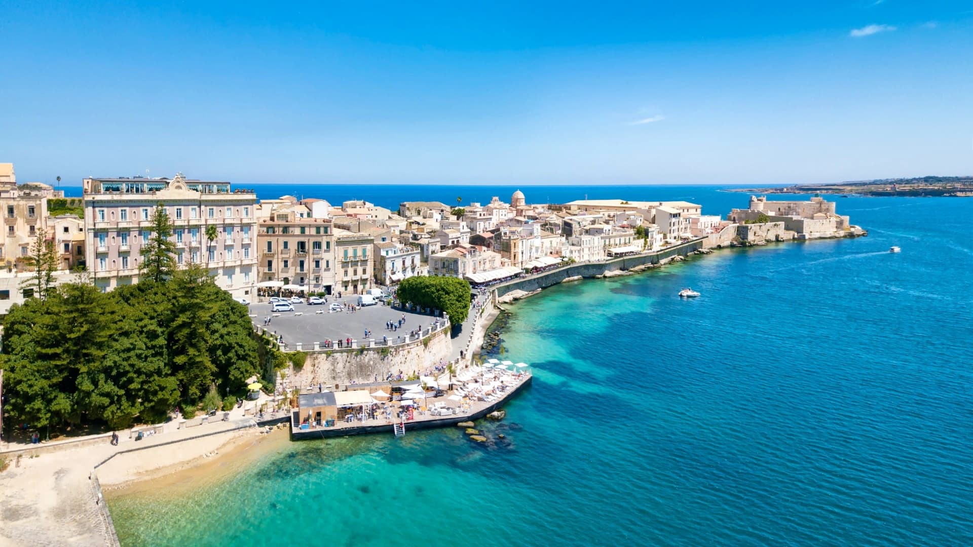 Panoramic aerial view of Ortigia, Syracuse